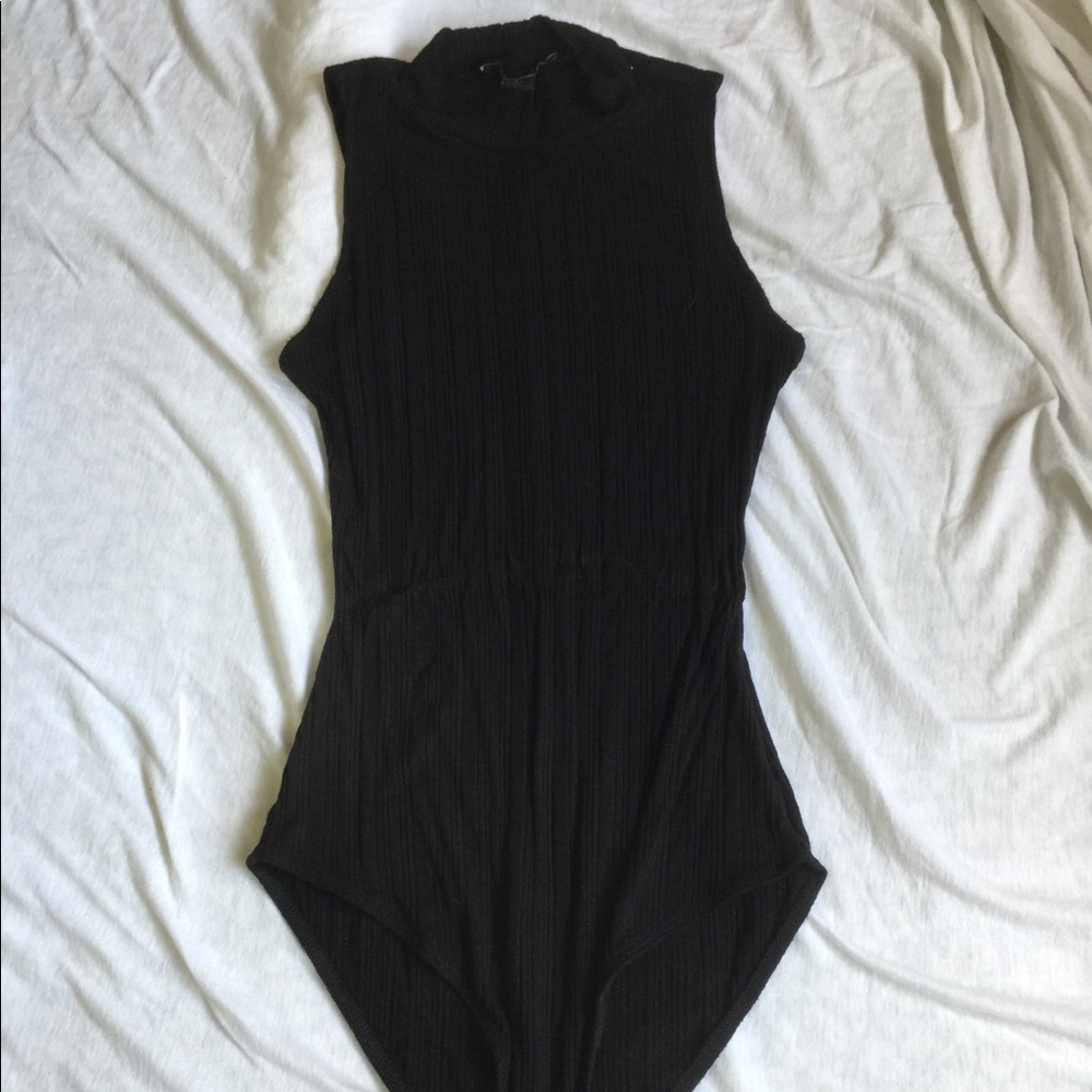 Black turtleneck bodysuit
